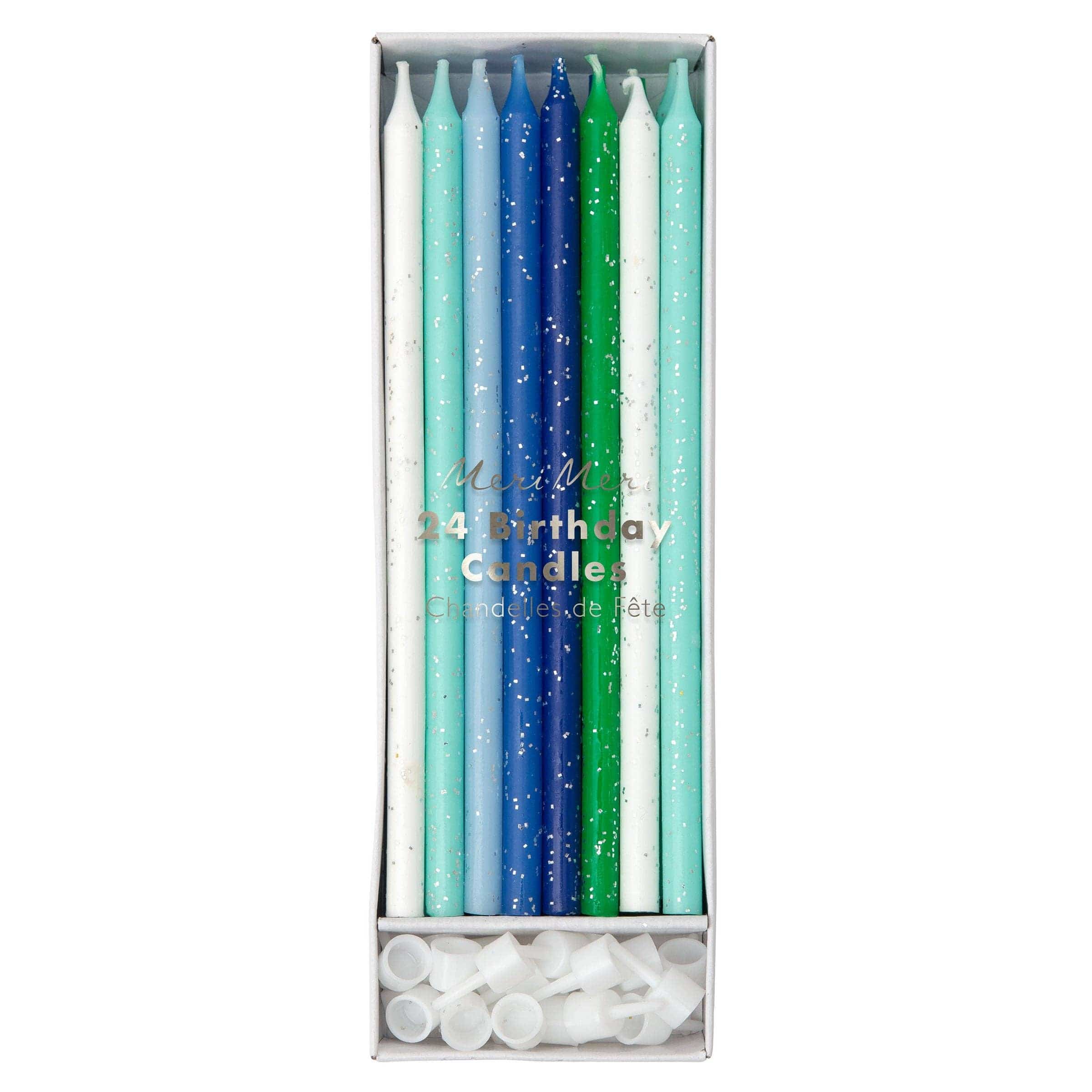 Favorite Story Meri Meri Blue & Green Glitter Candles