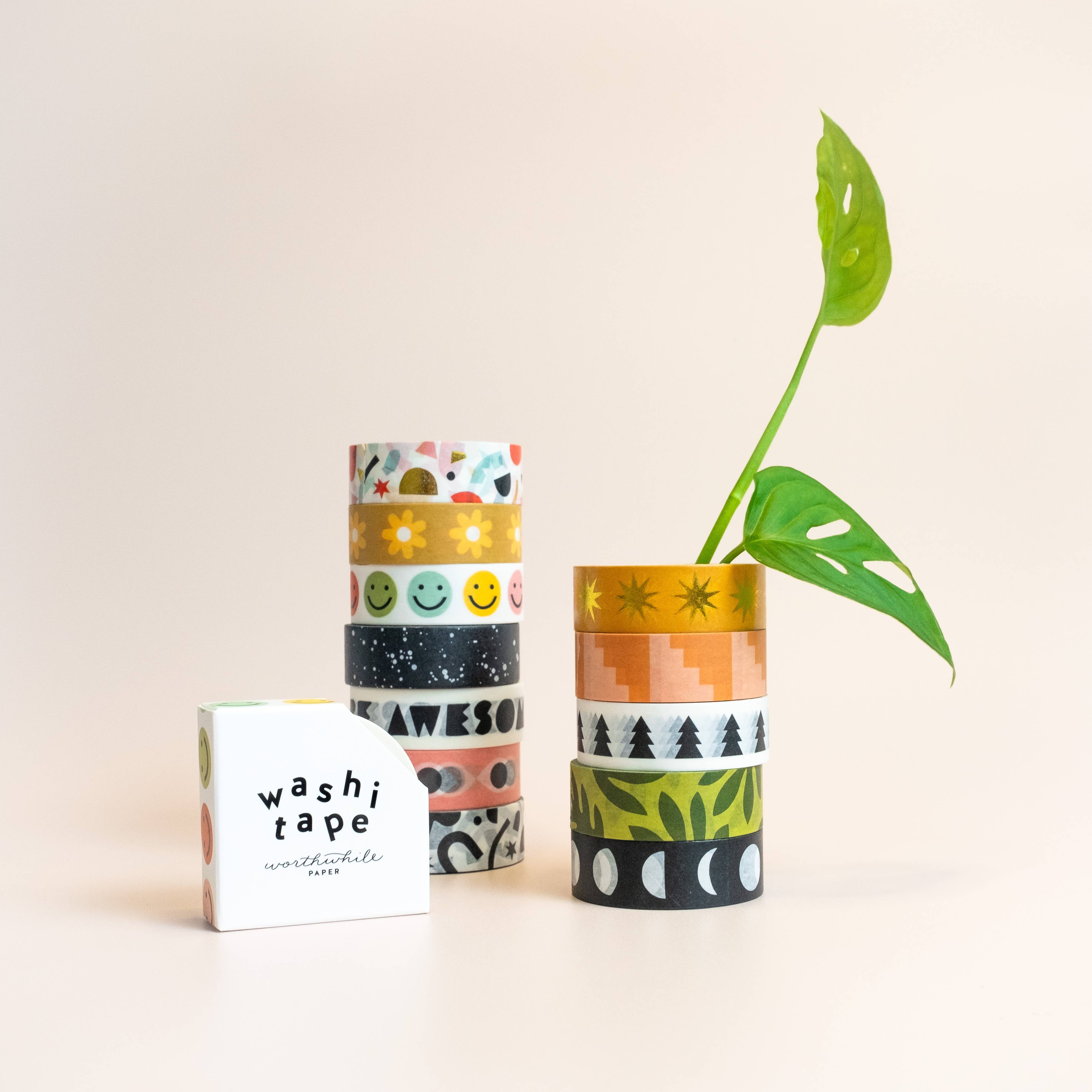 Favorite Story Worthwhile Paper Confetti Pattern Washi Tape - Color & Gold Foil