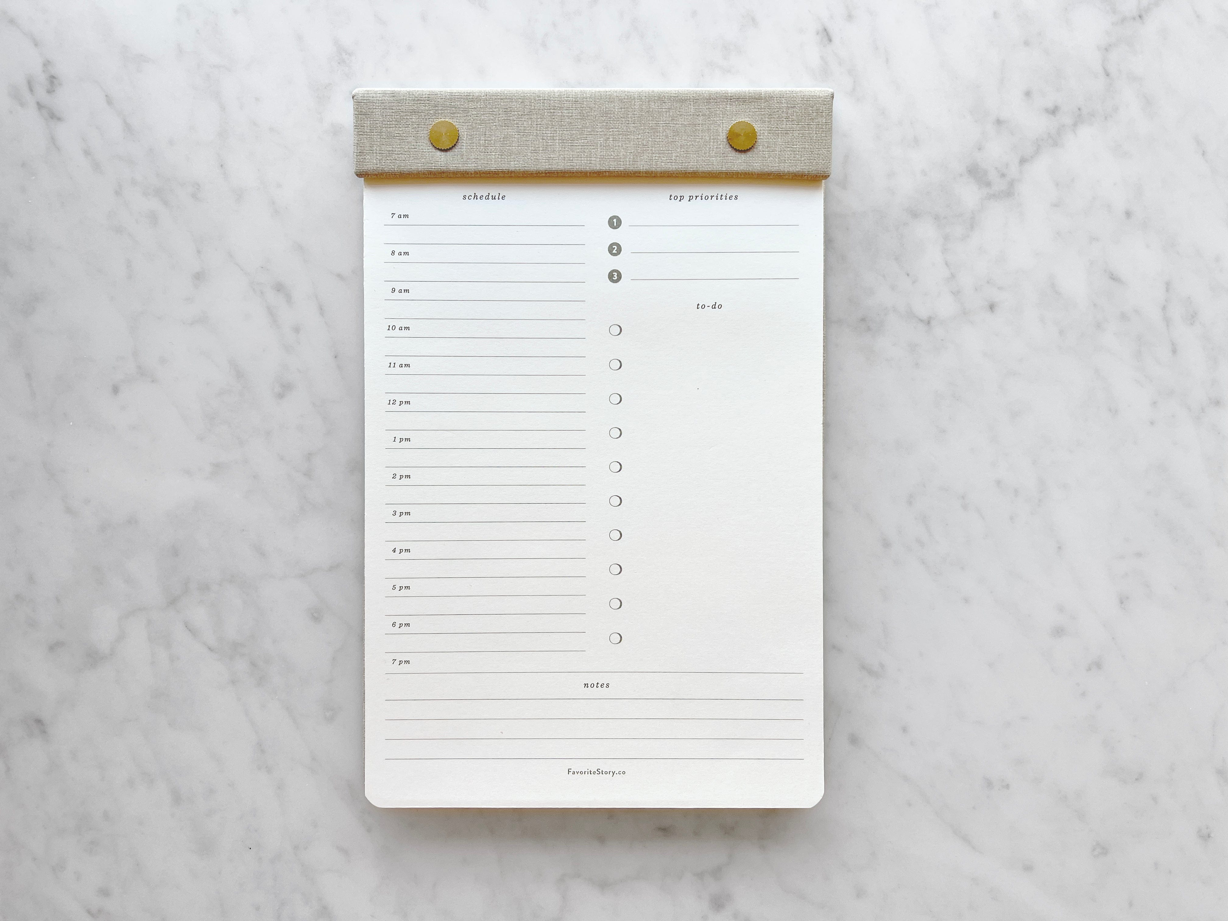 Favorite Story Notepad Refillable Daily Planner Notepad with Brass Screws
