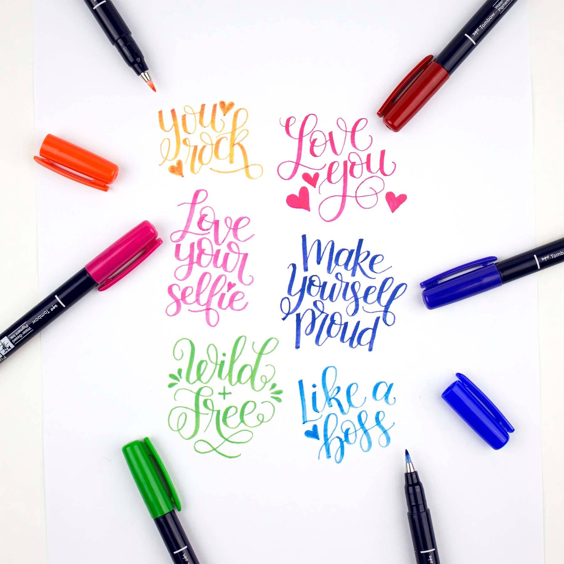 Favorite Story Tombow Fudenosuke Colors Calligraphy Brush Pens - 10-Pack