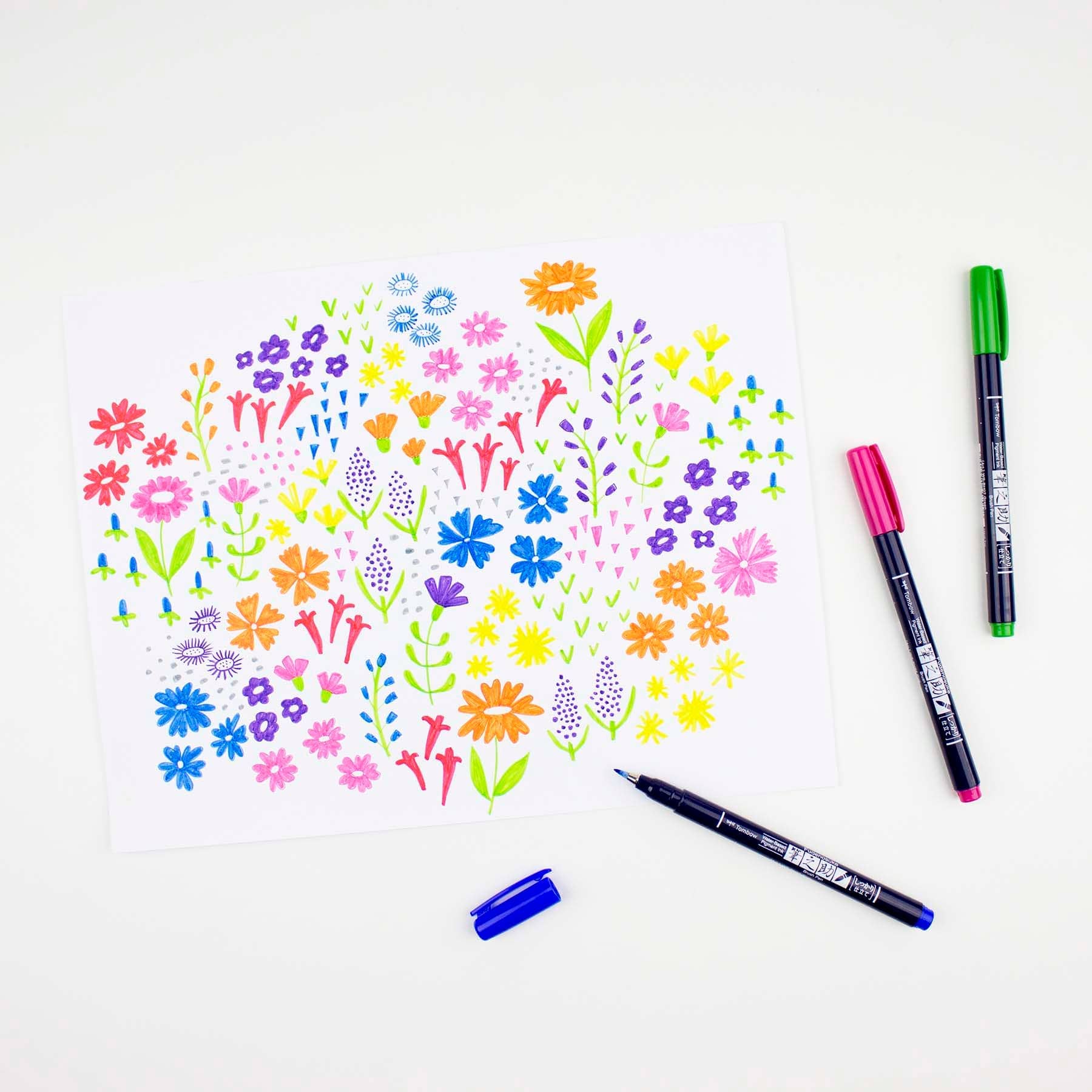 Favorite Story Tombow Fudenosuke Colors Calligraphy Brush Pens - 10-Pack