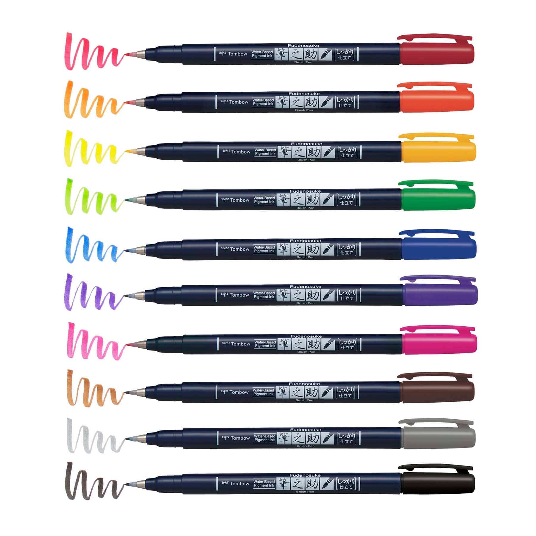 Favorite Story Tombow Fudenosuke Colors Calligraphy Brush Pens - 10-Pack