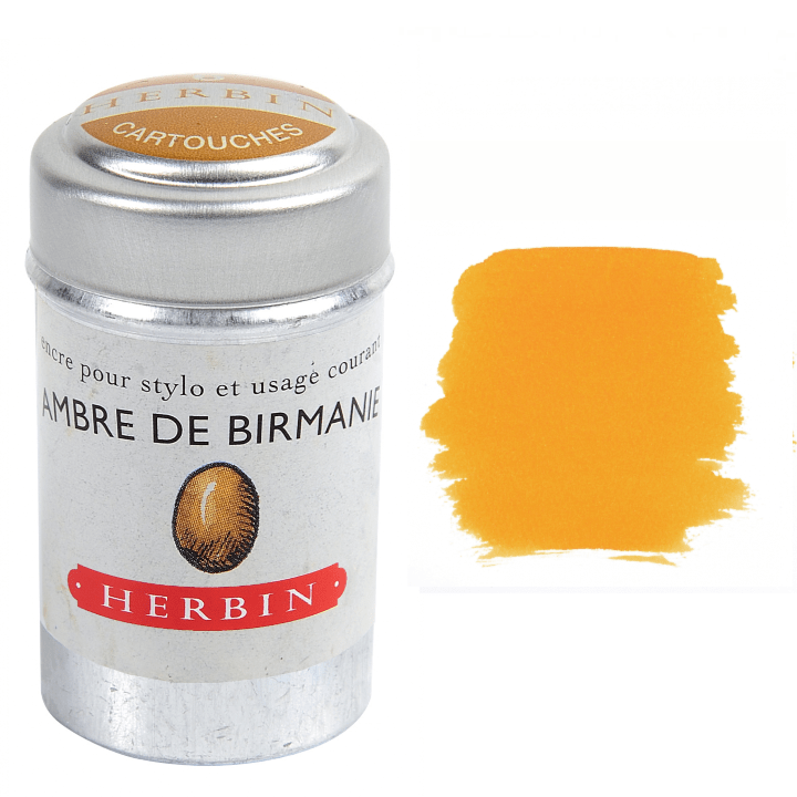Favorite Story Exaclair Ambre de Bermanie (Burmese Amber) Herbin Fountain Pen Ink Cartridges - Tin of 6