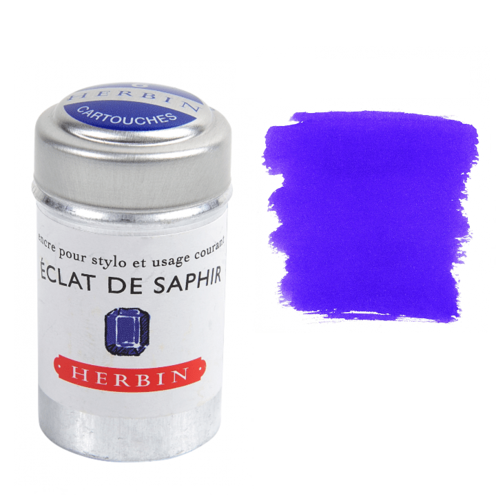 Favorite Story Exaclair Eclat de Saphir (Sapphire) Herbin Fountain Pen Ink Cartridges - Tin of 6