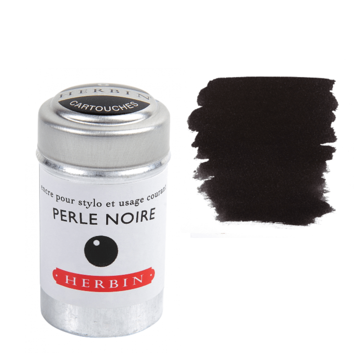 Favorite Story Exaclair Perle Noir (Black Pearl) Herbin Fountain Pen Ink Cartridges - Tin of 6