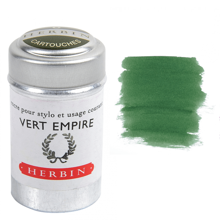 Favorite Story Exaclair Vert Empire (Empire Green) Herbin Fountain Pen Ink Cartridges - Tin of 6