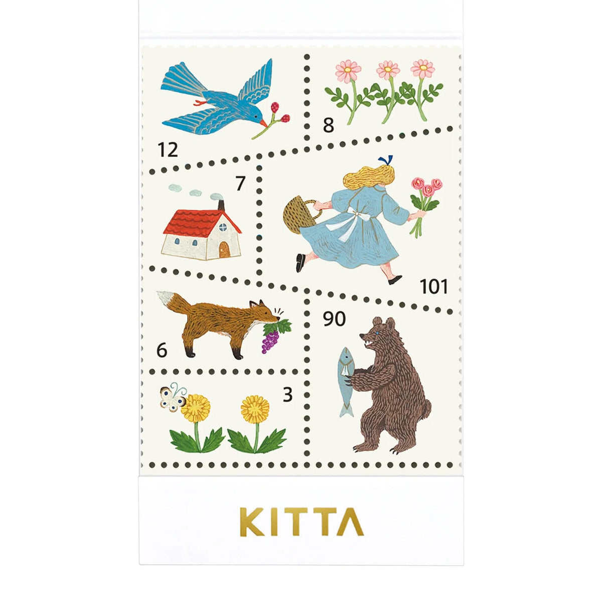 Favorite Story Washi Tape HITOTOKI by KING JIM -Stamp style- Morning Forest KITTA Portable Washi Decorative Tape -Stamp style-