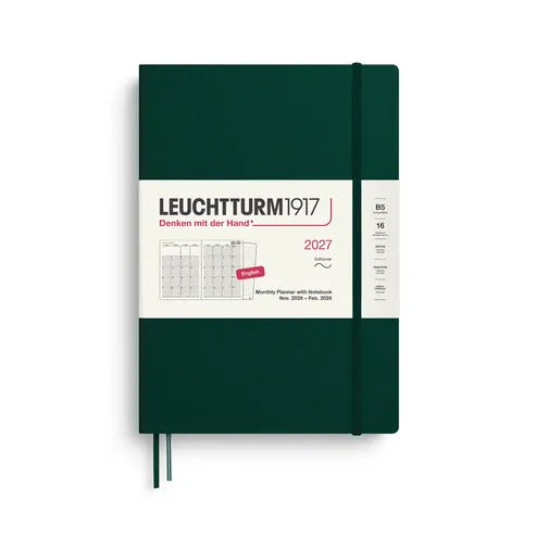 Favorite Story Planner LEUCHTTURM1917 Forest Green Leuchtturm Monthly Planner with Notebook 2027, 16 Months (B5)