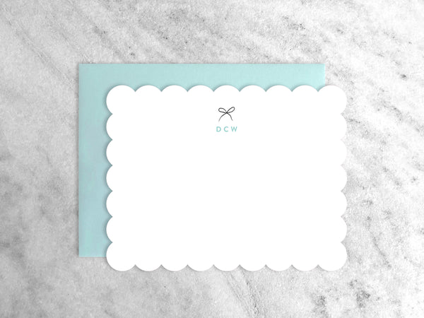 Favorite Story Scalloped Blue Personalized Stationery