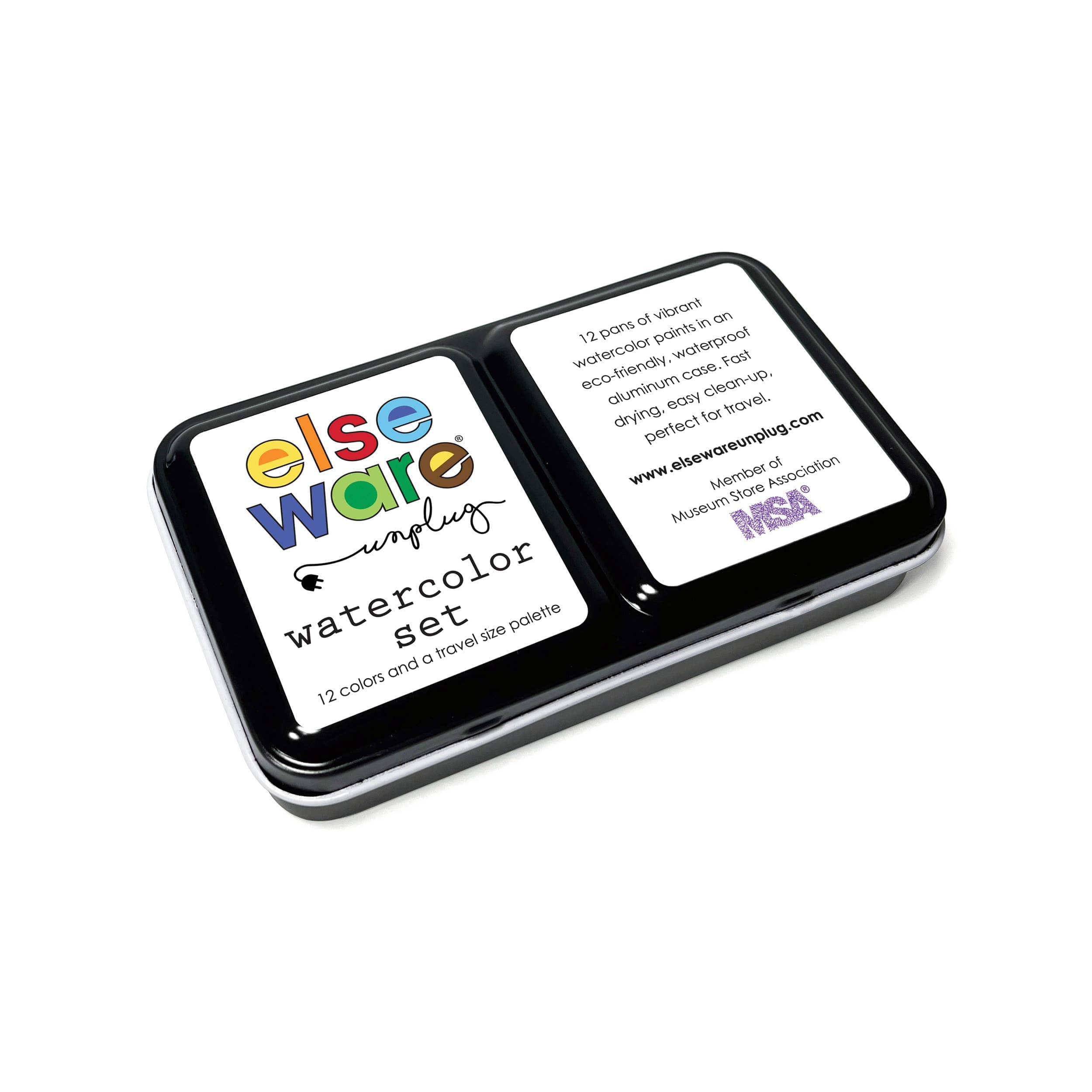 Favorite Story elseware unplug / eco-kids Watercolors-Metal Palette Watercolor Set - Travel-Friendly Metal Palette - 12 Colors