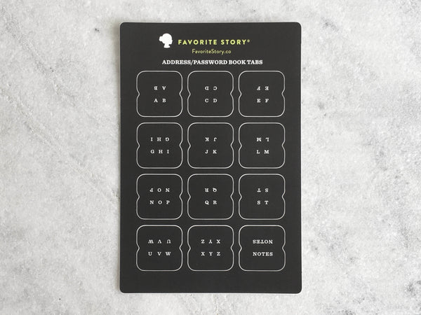 Favorite Story Planner Set of 12 Address/Password Book Tabs