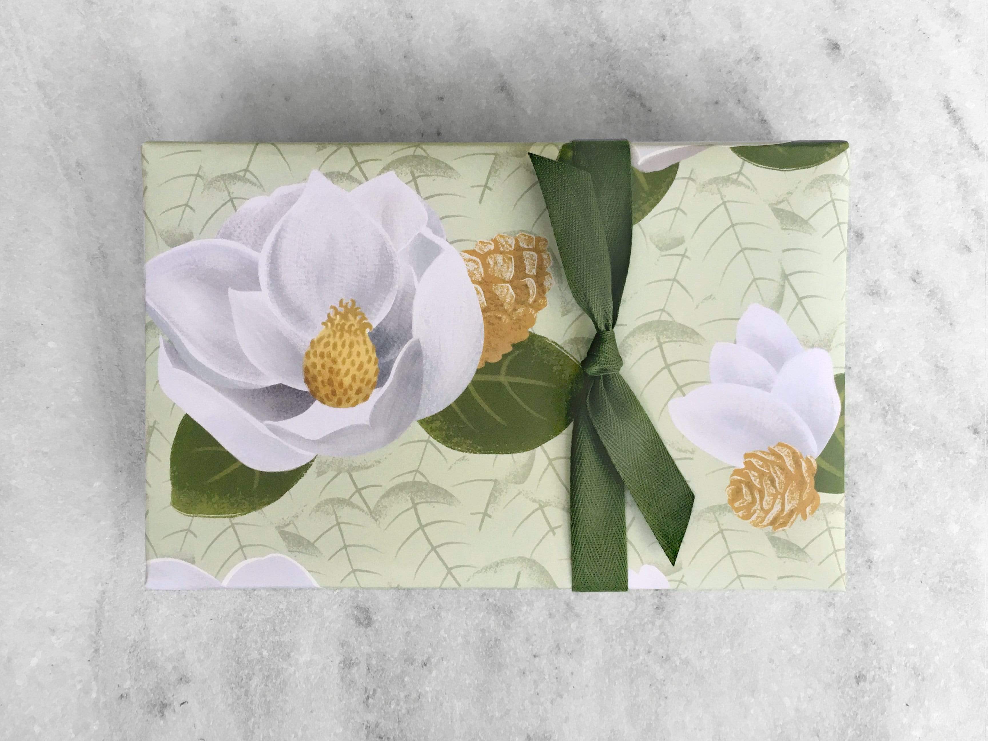 Magnolias & Pine Cones Gift Wrap Favorite Story