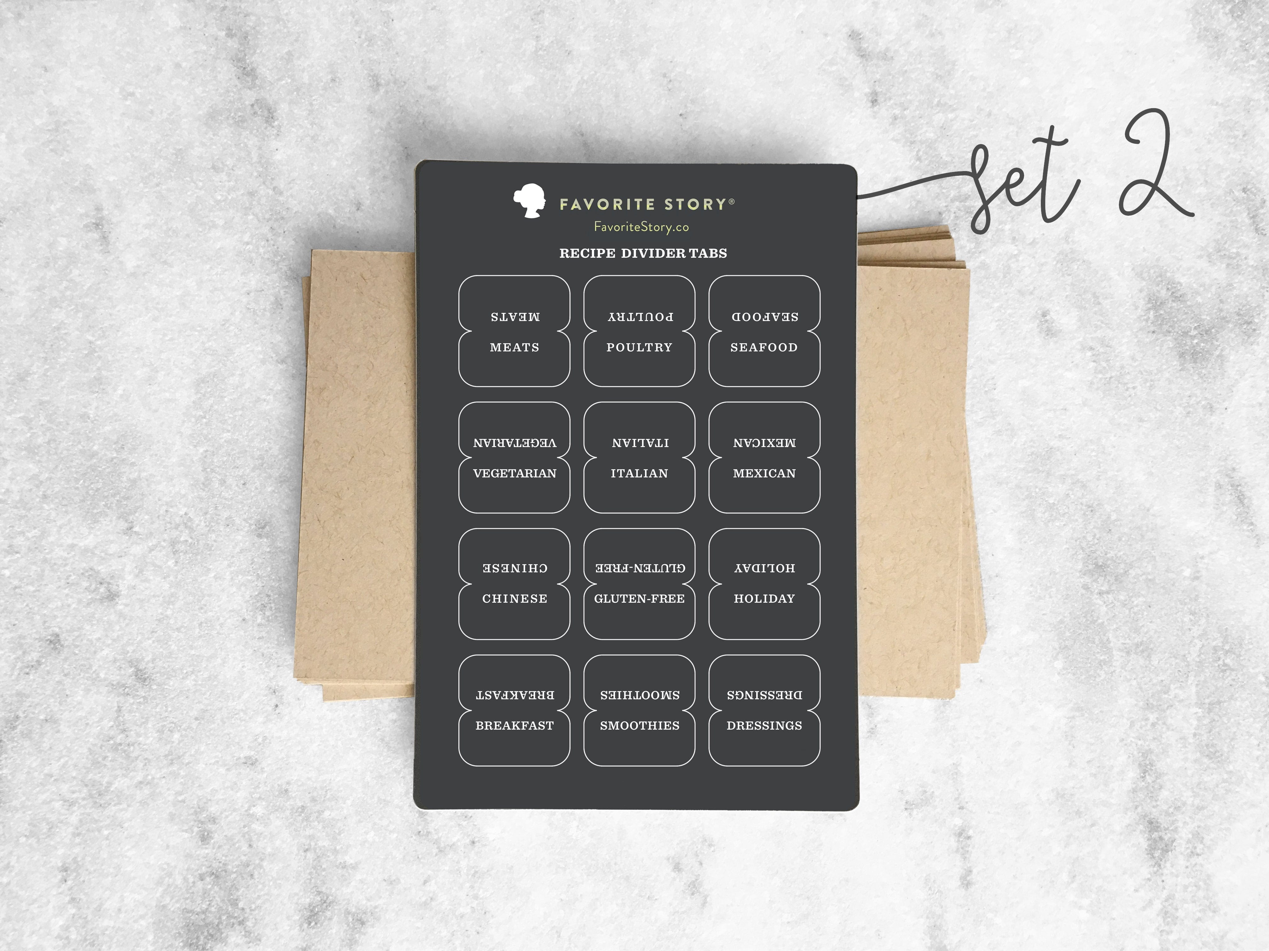 Favorite Story Recipe Dividers Kraft Brown Set 2 Recipe Card Dividers & Tabs