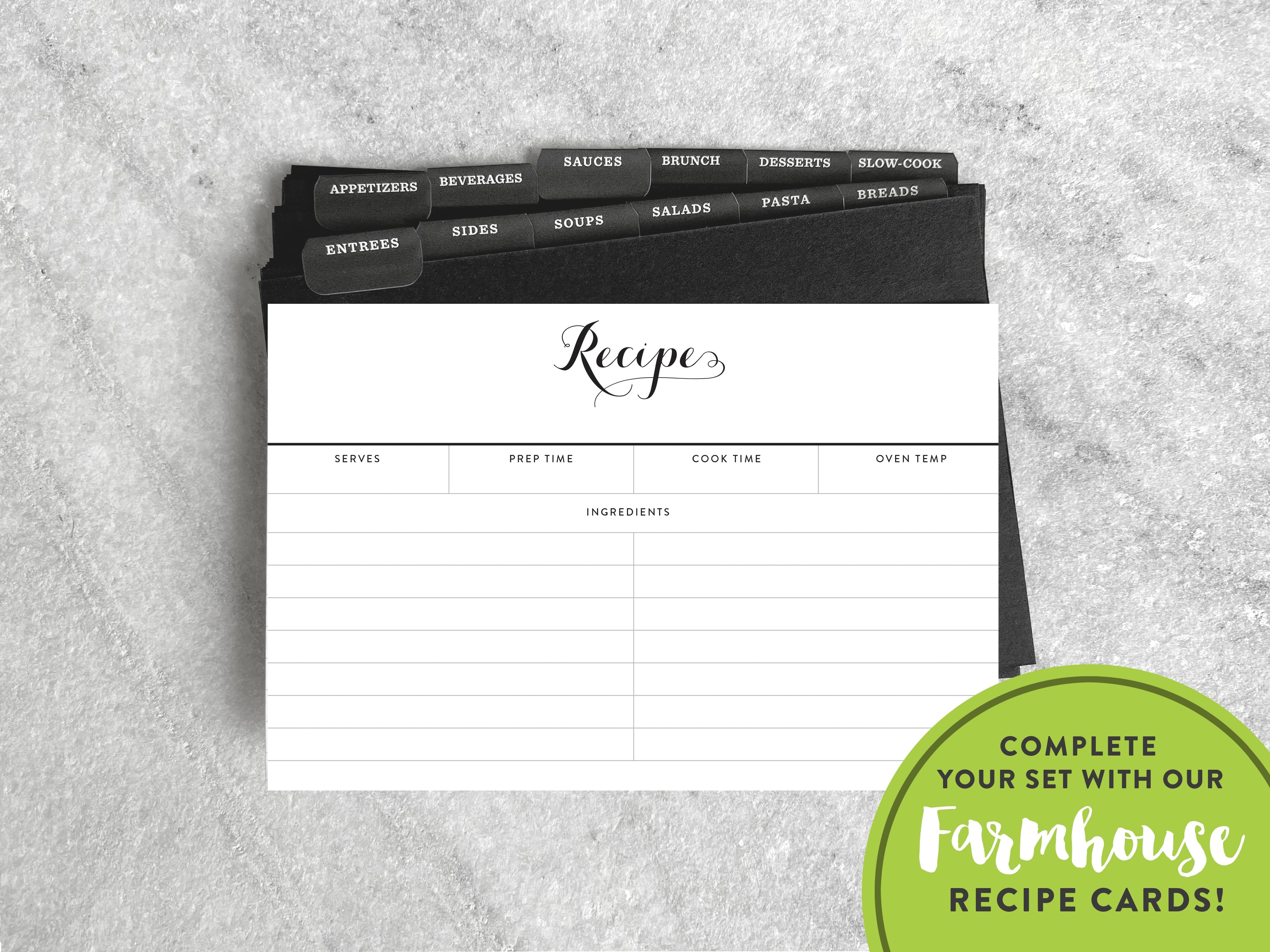 Favorite Story Recipe Dividers Slate Black Recipe Card Dividers & Tabs