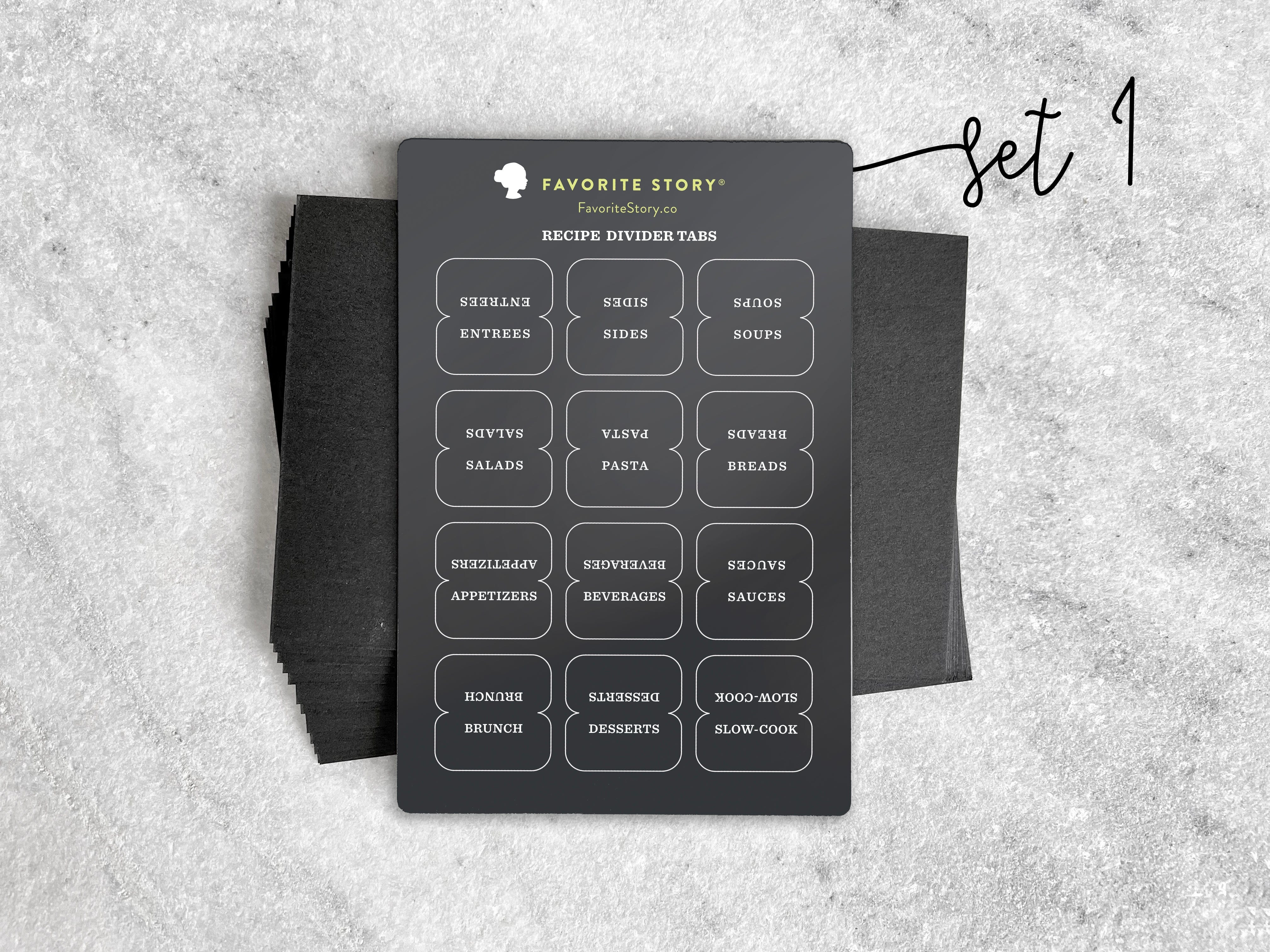 Favorite Story Recipe Dividers Slate Black Set 1 Recipe Card Dividers & Tabs