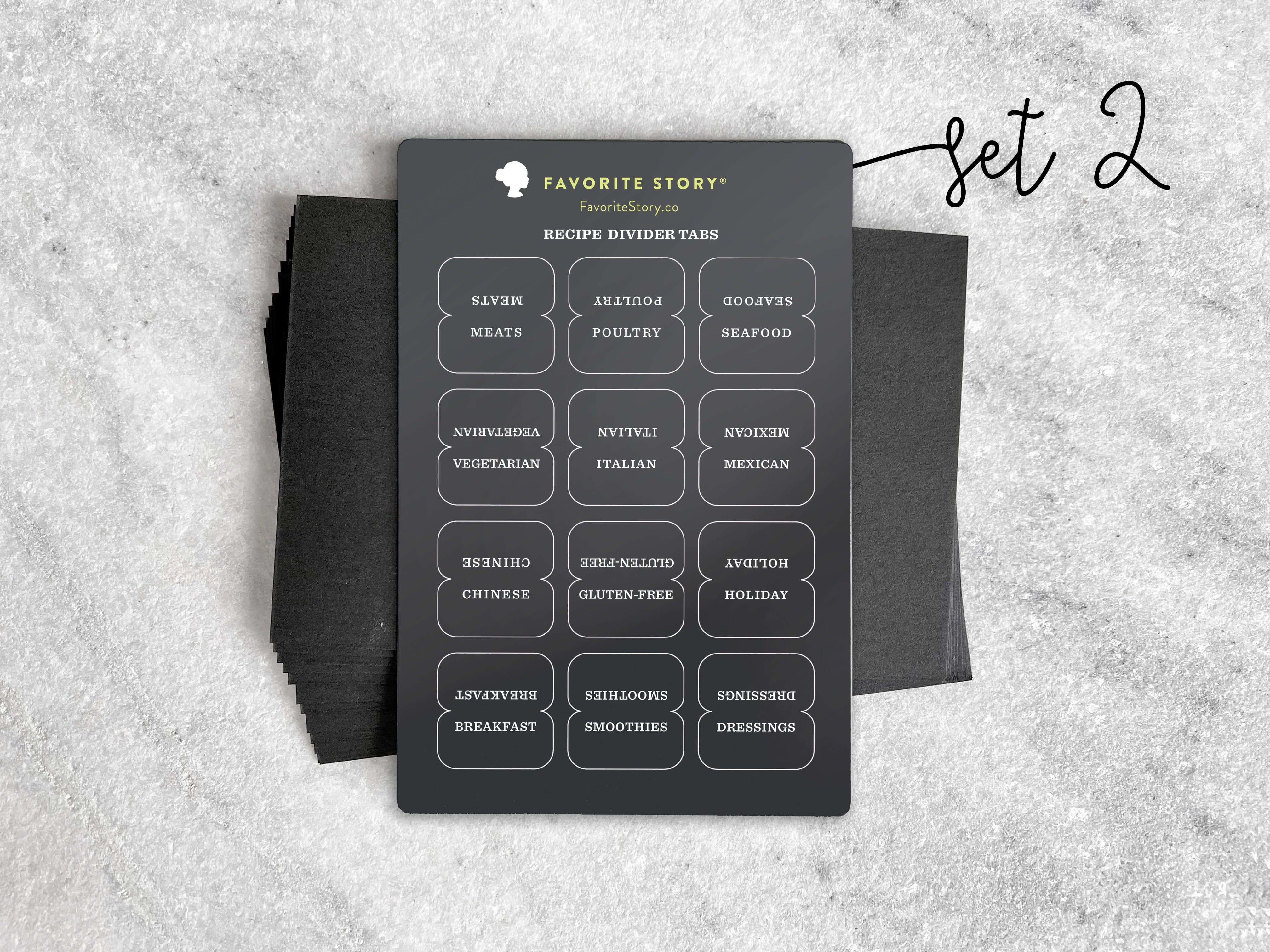 Favorite Story Recipe Dividers Slate Black Set 2 Recipe Card Dividers & Tabs