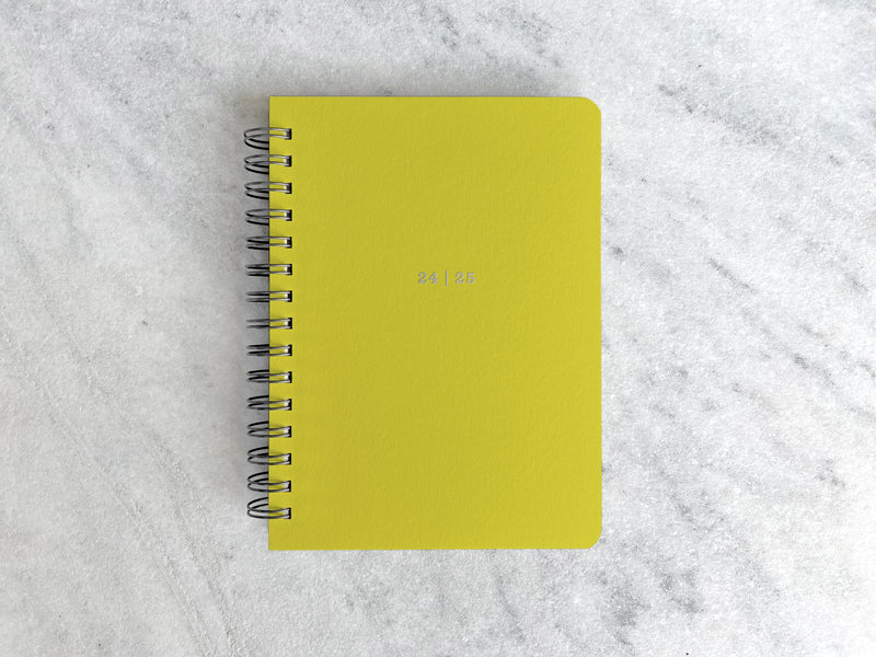 Favorite Story Hardcover Planner "24 | 25" Aug 2024 - July 2025 / chartreuse 12-Month Planner - Lavender Board Cover