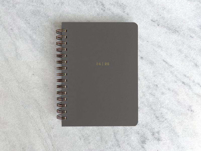 Favorite Story Hardcover Planner "24 | 25" Aug 2024 - July 2025 / Gray 12-Month Planner - Rust Board Cover