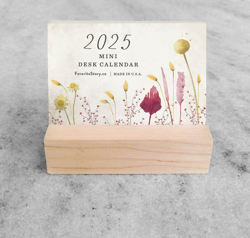 Favorite Story Mini Desk Calendar Field Flowers 2025 Mini Desk Calendar