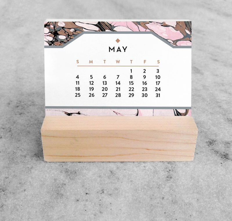 Favorite Story Mini Desk Calendar Marbled Paper 2025 Mini Desk Calendar