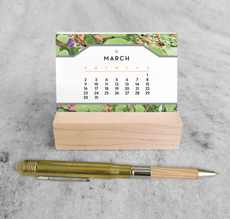 Favorite Story Mini Desk Calendar Marbled Paper 2025 Mini Desk Calendar