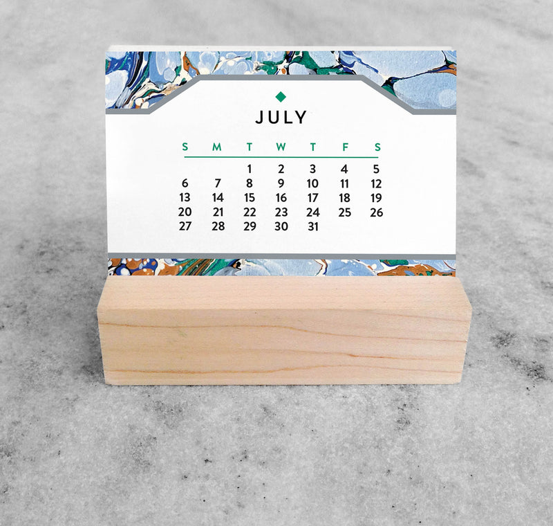 Favorite Story Mini Desk Calendar Marbled Paper 2025 Mini Desk Calendar