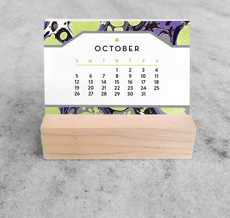 Favorite Story Mini Desk Calendar Marbled Paper 2025 Mini Desk Calendar