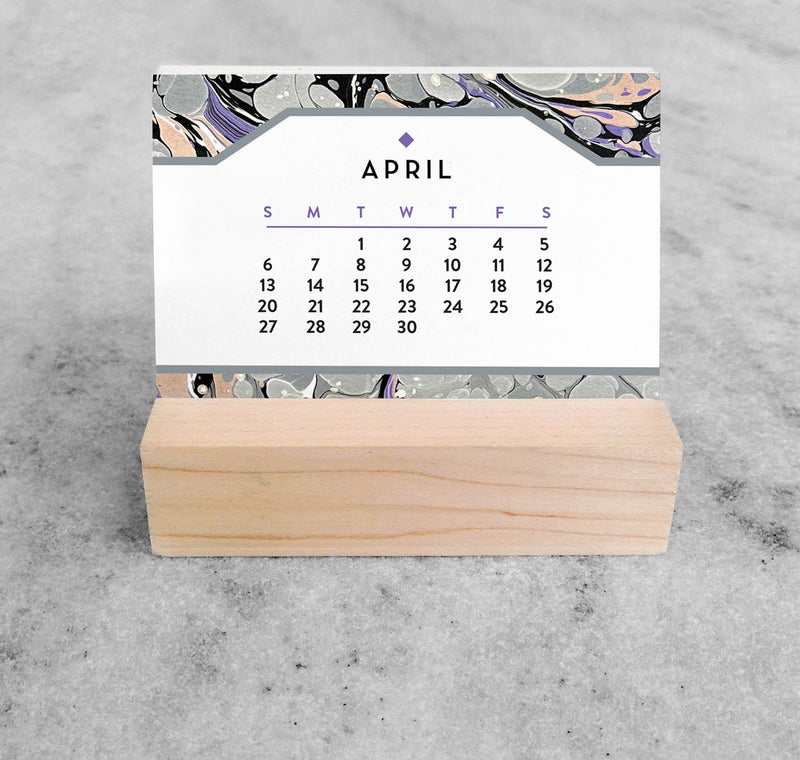 Favorite Story Mini Desk Calendar Marbled Paper 2025 Mini Desk Calendar