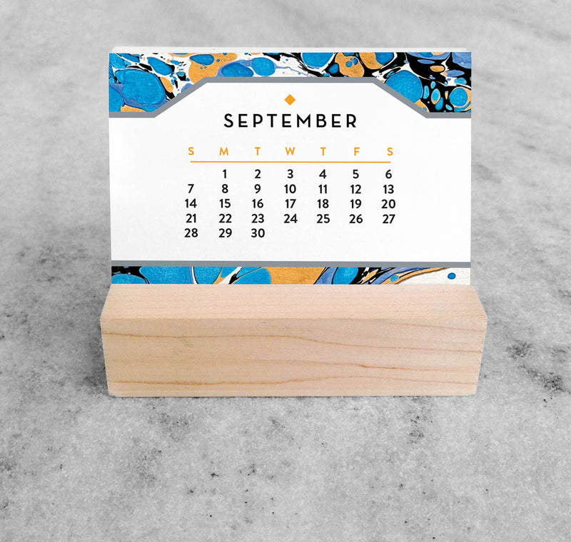 Favorite Story Mini Desk Calendar Marbled Paper 2025 Mini Desk Calendar