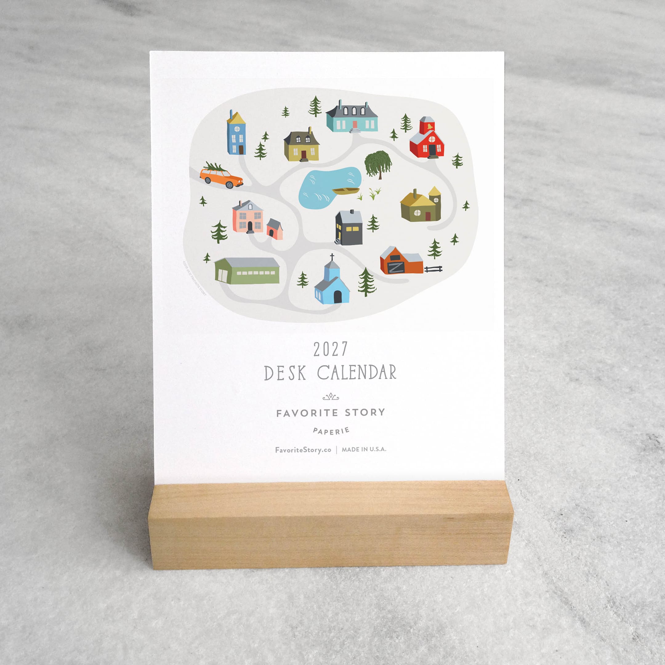 Favorite Story Desk Calendar Village 2027 Desk Calendar, Village