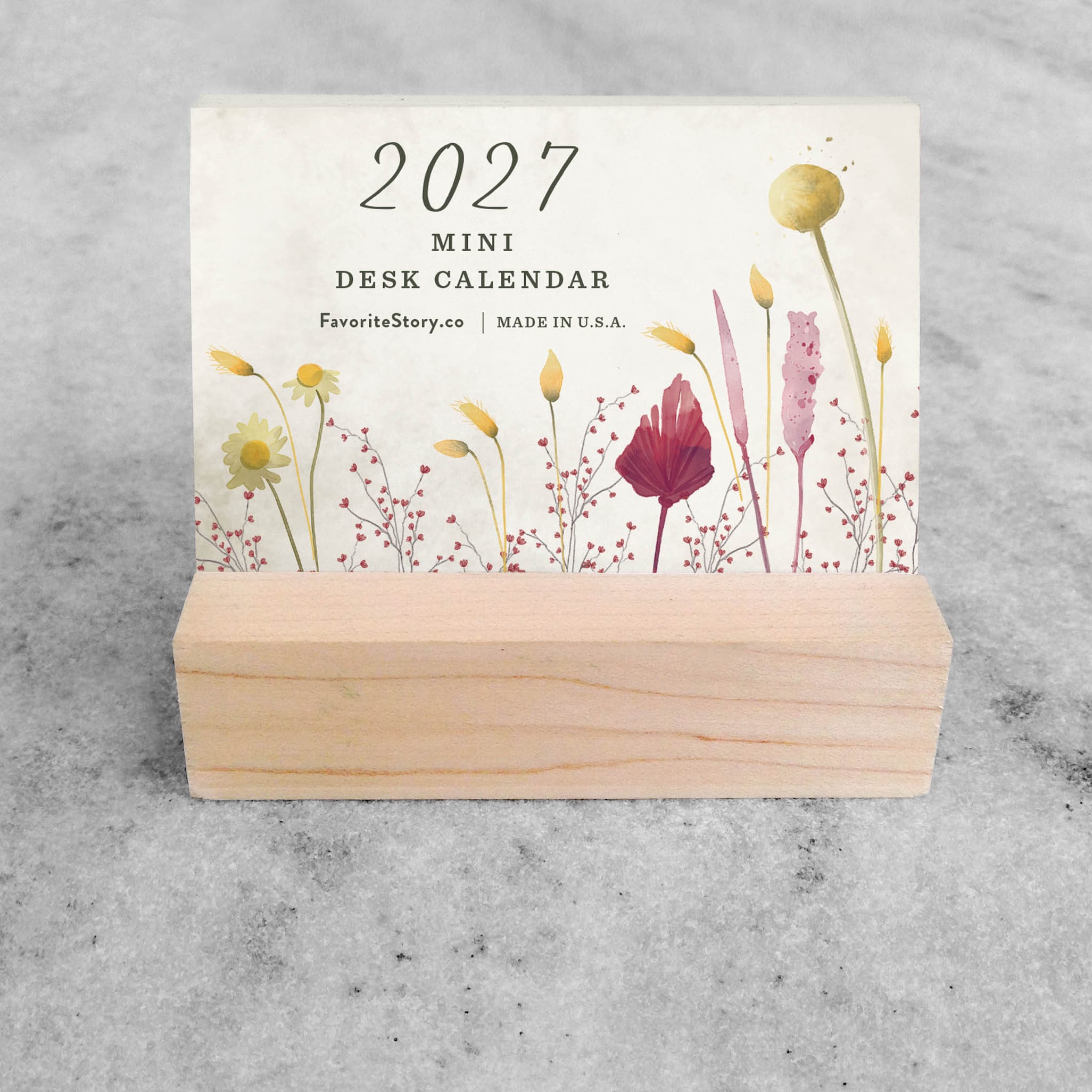 Favorite Story Mini Desk Calendar Favorite Story 2027 Mini Desk Calendar, Dried Field Flowers