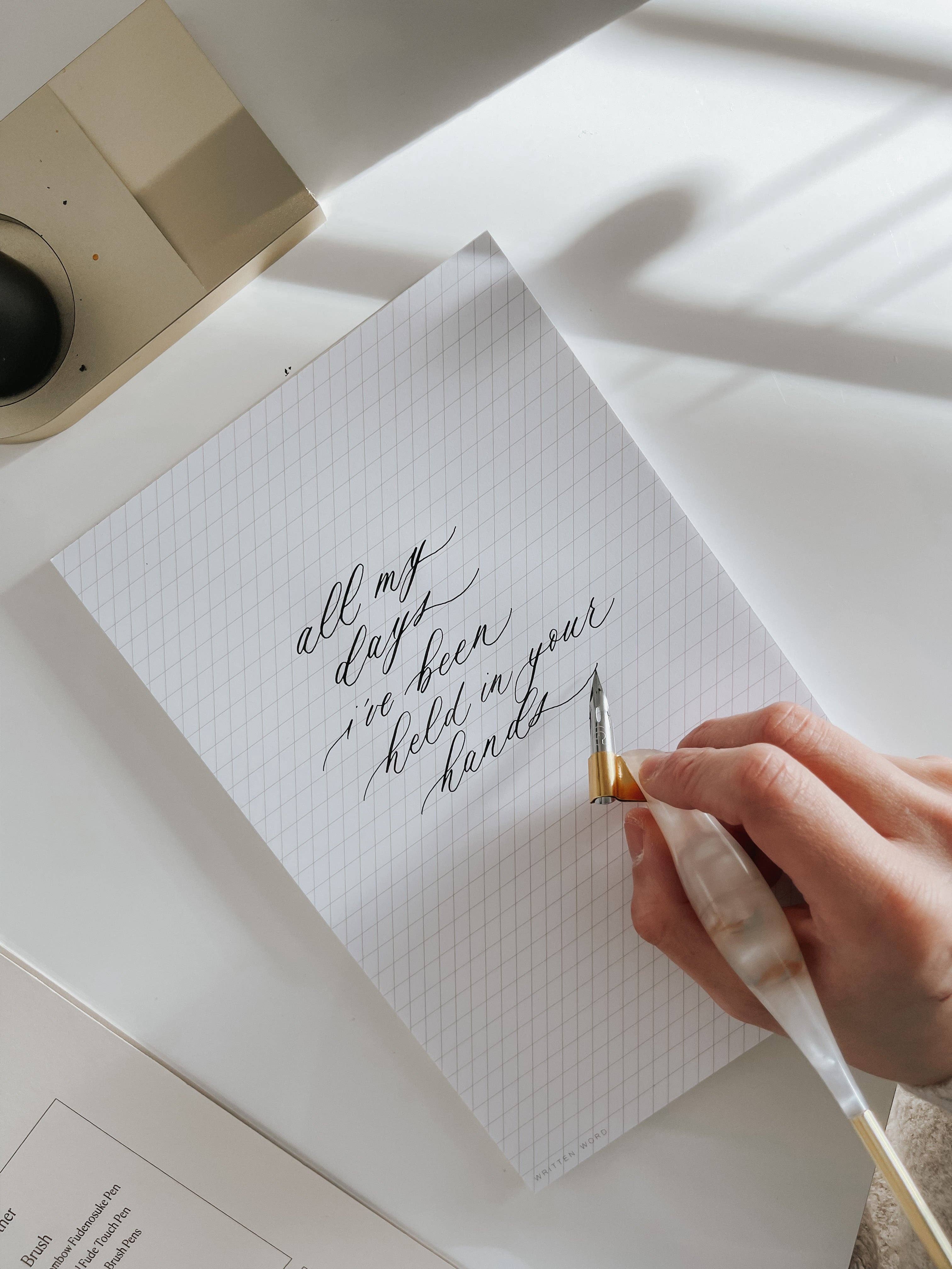 Favorite Story Written Word Calligraphy A5 Calligraphy Slanted Guide Notepad