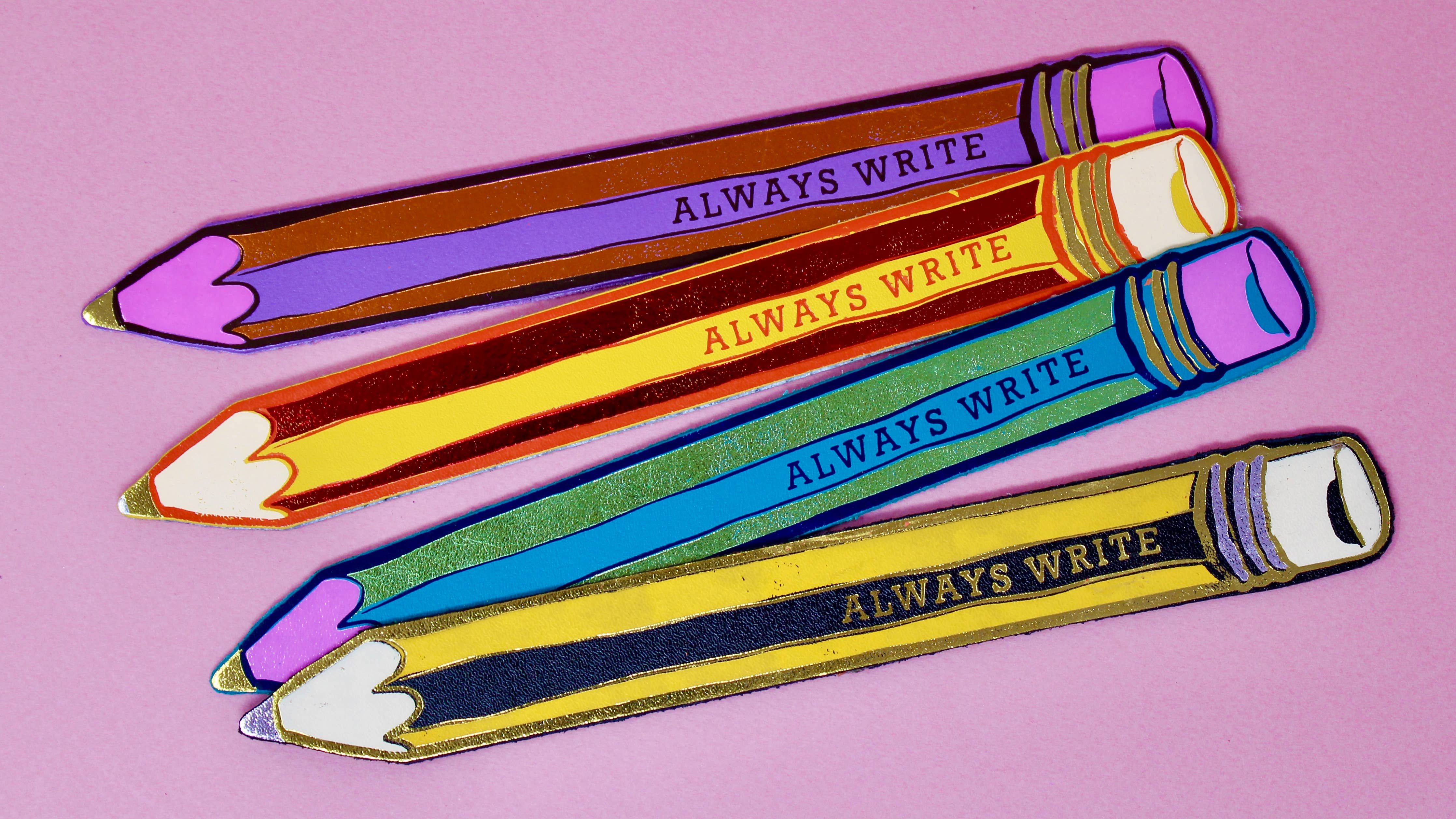 Favorite Story Ark Colour Design Hot Pink Always Write Pencil Bookmark