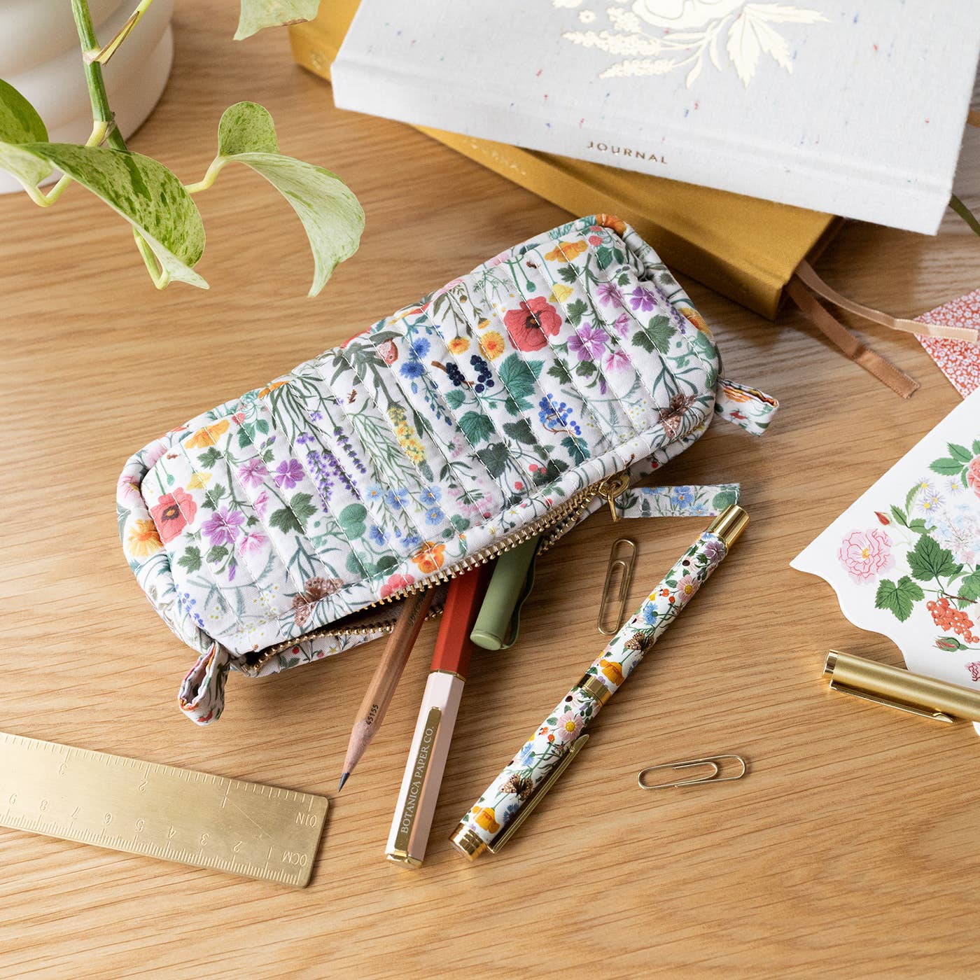 Favorite Story Botanica Paper Co. BOTANIST | Cotton Quilted Pencil Pouch