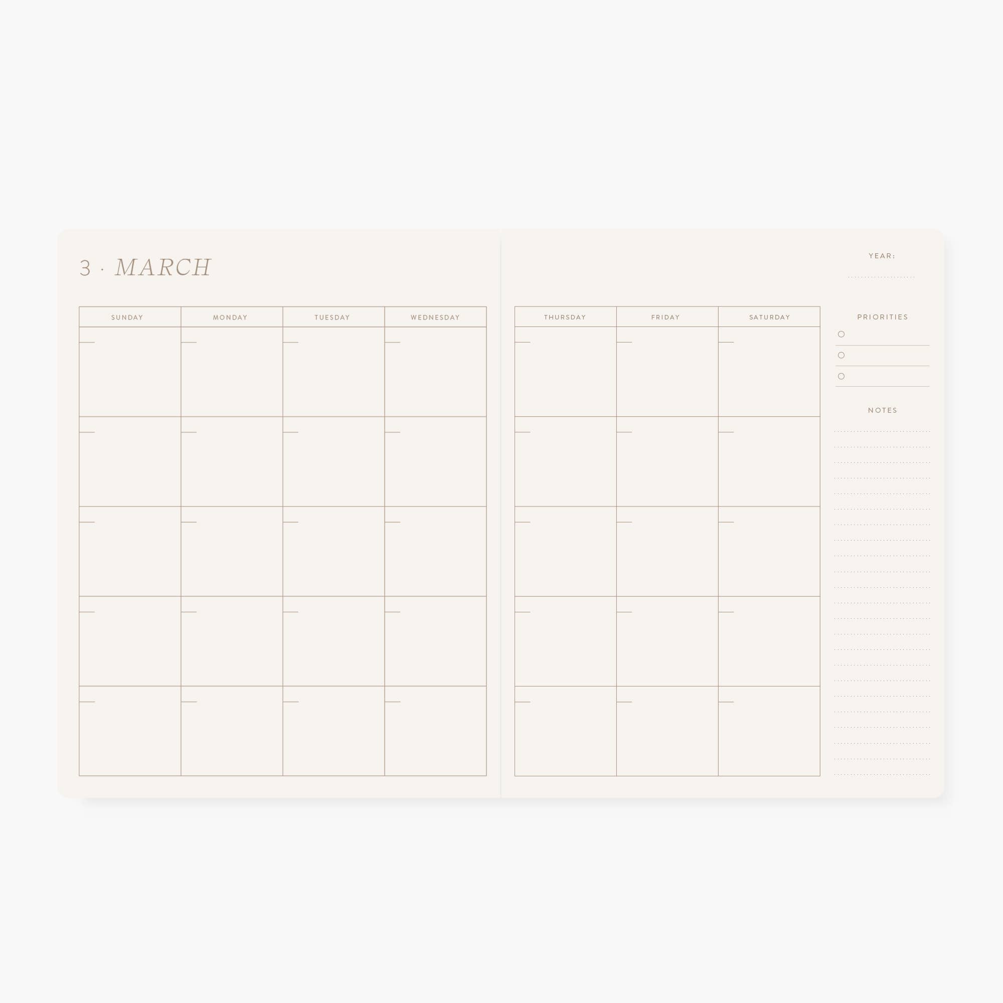 Favorite Story Botanica Paper Co. CAMELLIA | UNDATED MONTHLY PLANNER