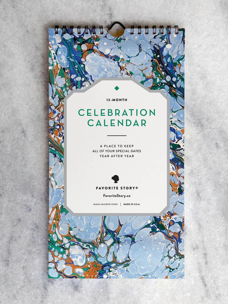 Favorite Story Celebration Calendar Marbled Paper Celebration Calendar