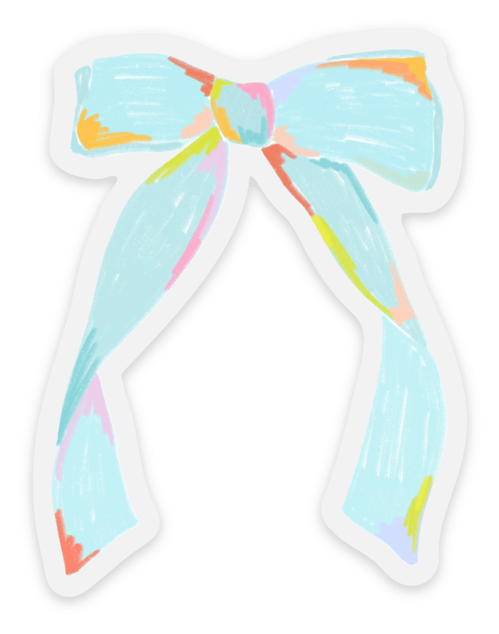 Favorite Story Elyse Breanne Design Clear Blue Bow Sticker, 2.14x2.8in.