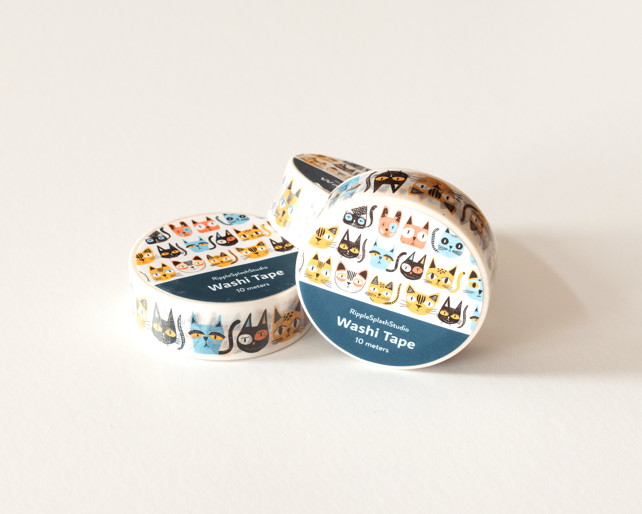 Favorite Story RippleSplash Studio Colorful Cat Faces Washi Tape