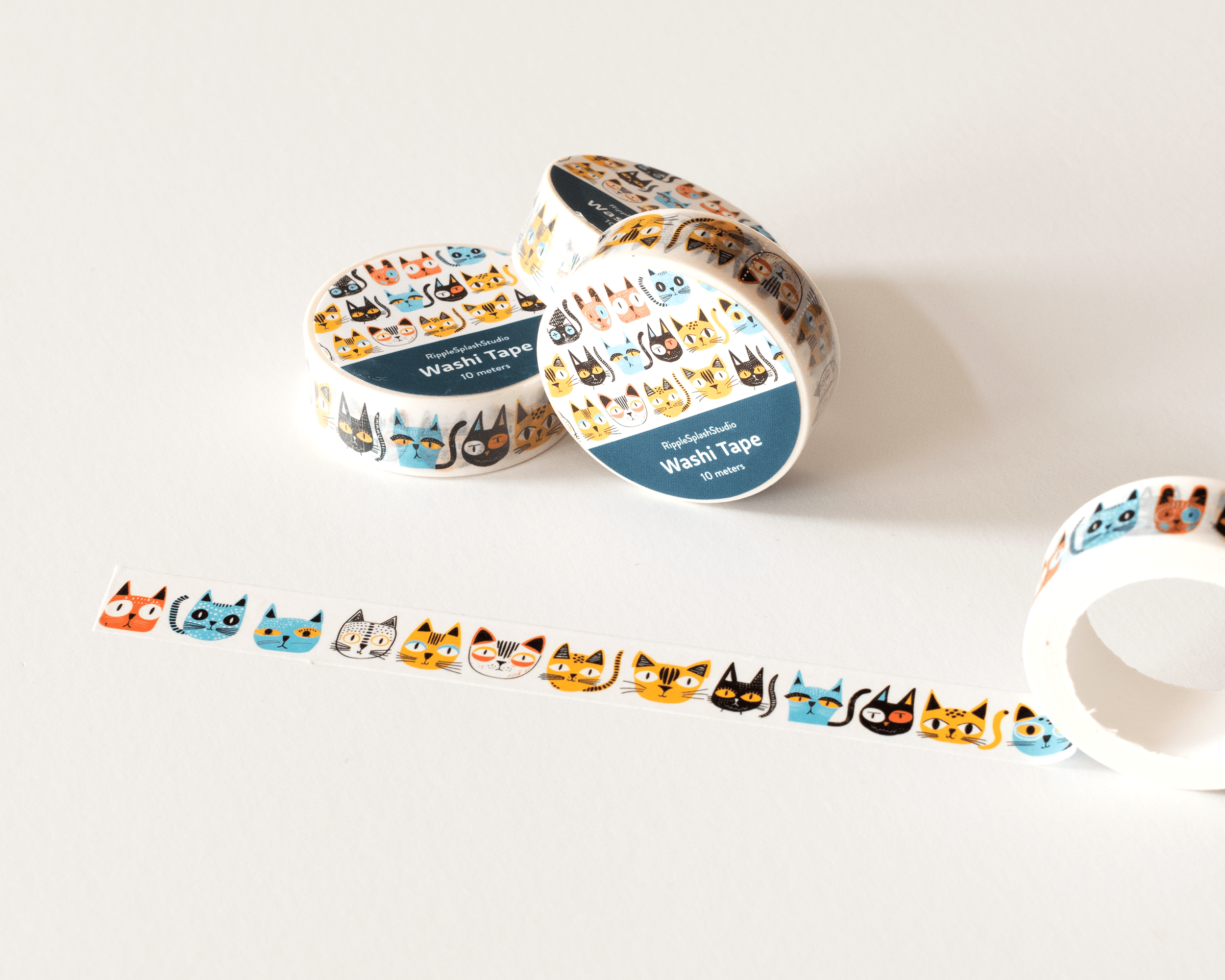 Favorite Story RippleSplash Studio Colorful Cat Faces Washi Tape