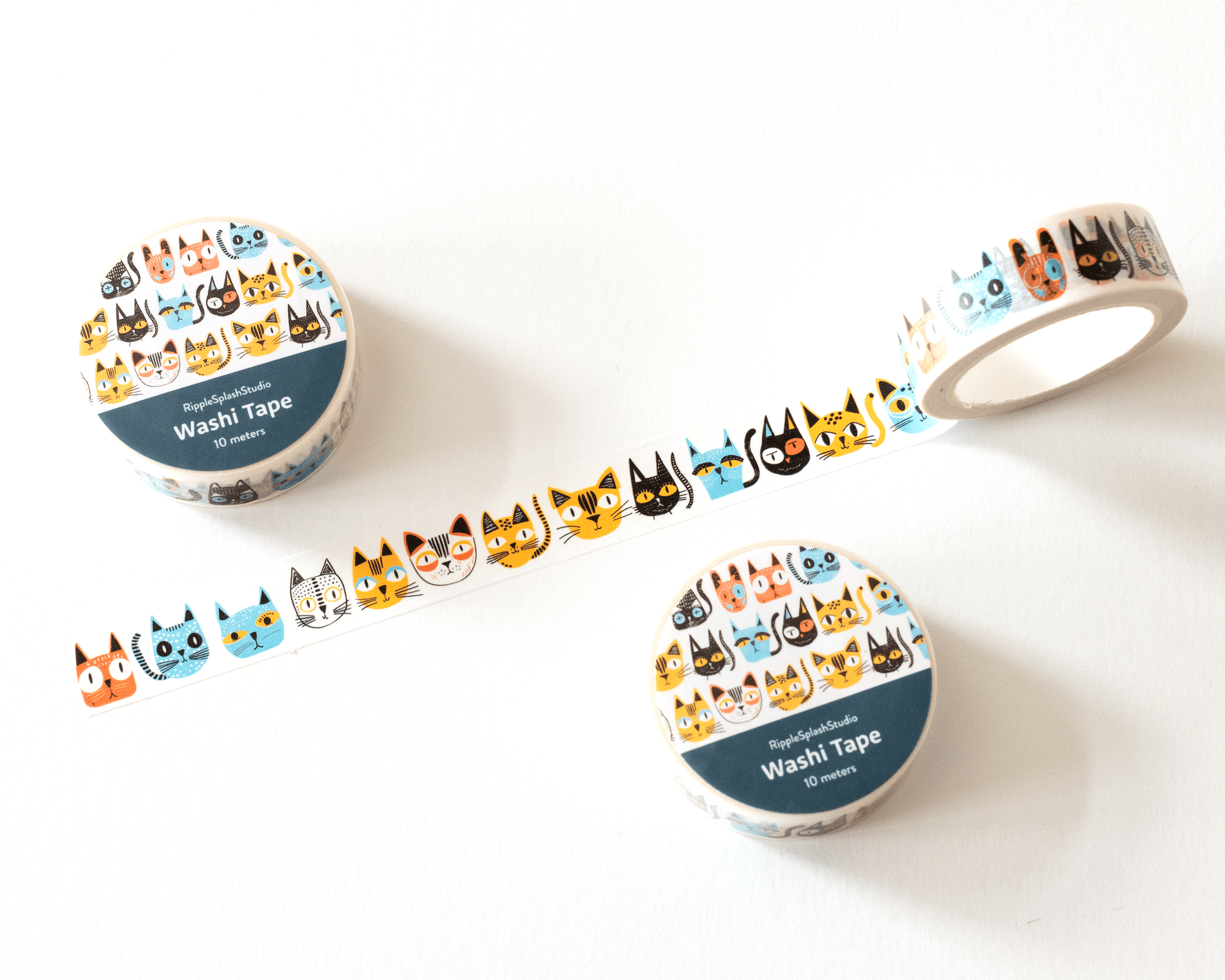 Favorite Story RippleSplash Studio Colorful Cat Faces Washi Tape