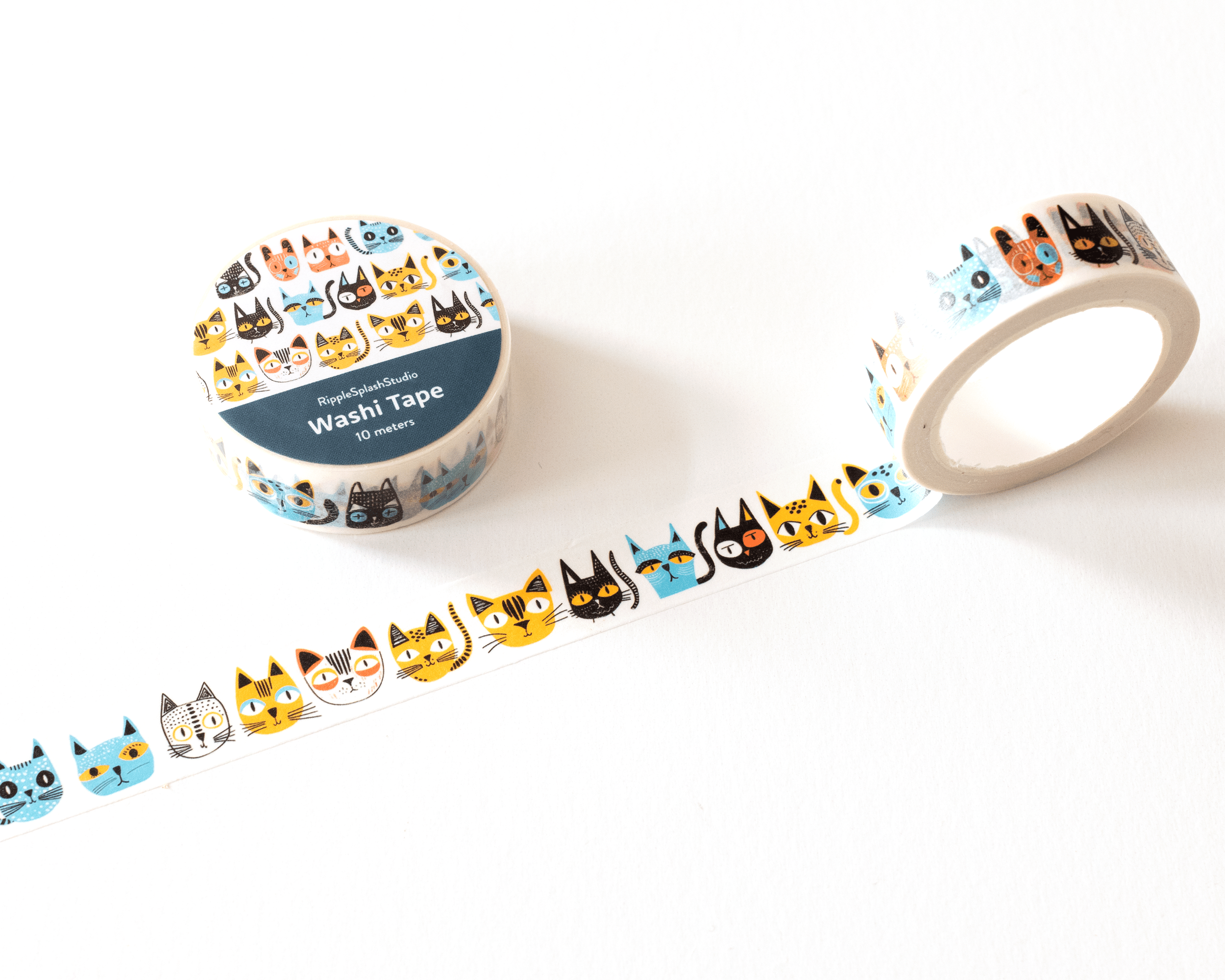 Favorite Story RippleSplash Studio Colorful Cat Faces Washi Tape