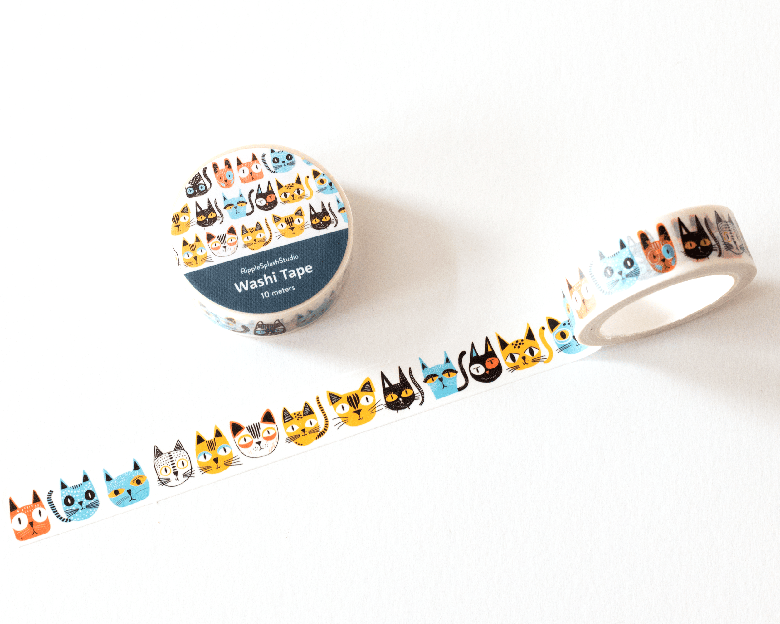 Favorite Story RippleSplash Studio Colorful Cat Faces Washi Tape