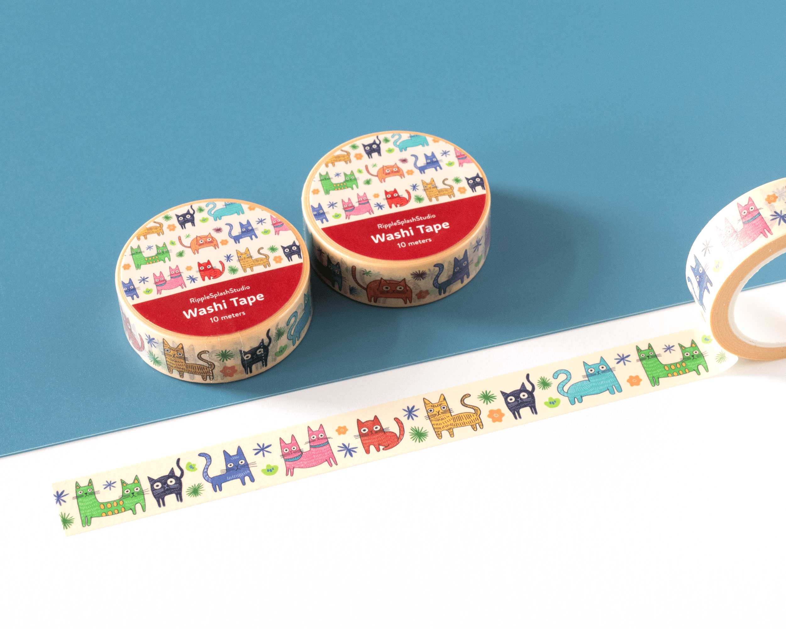 Favorite Story RippleSplash Studio Colorful Cats Washi Tape