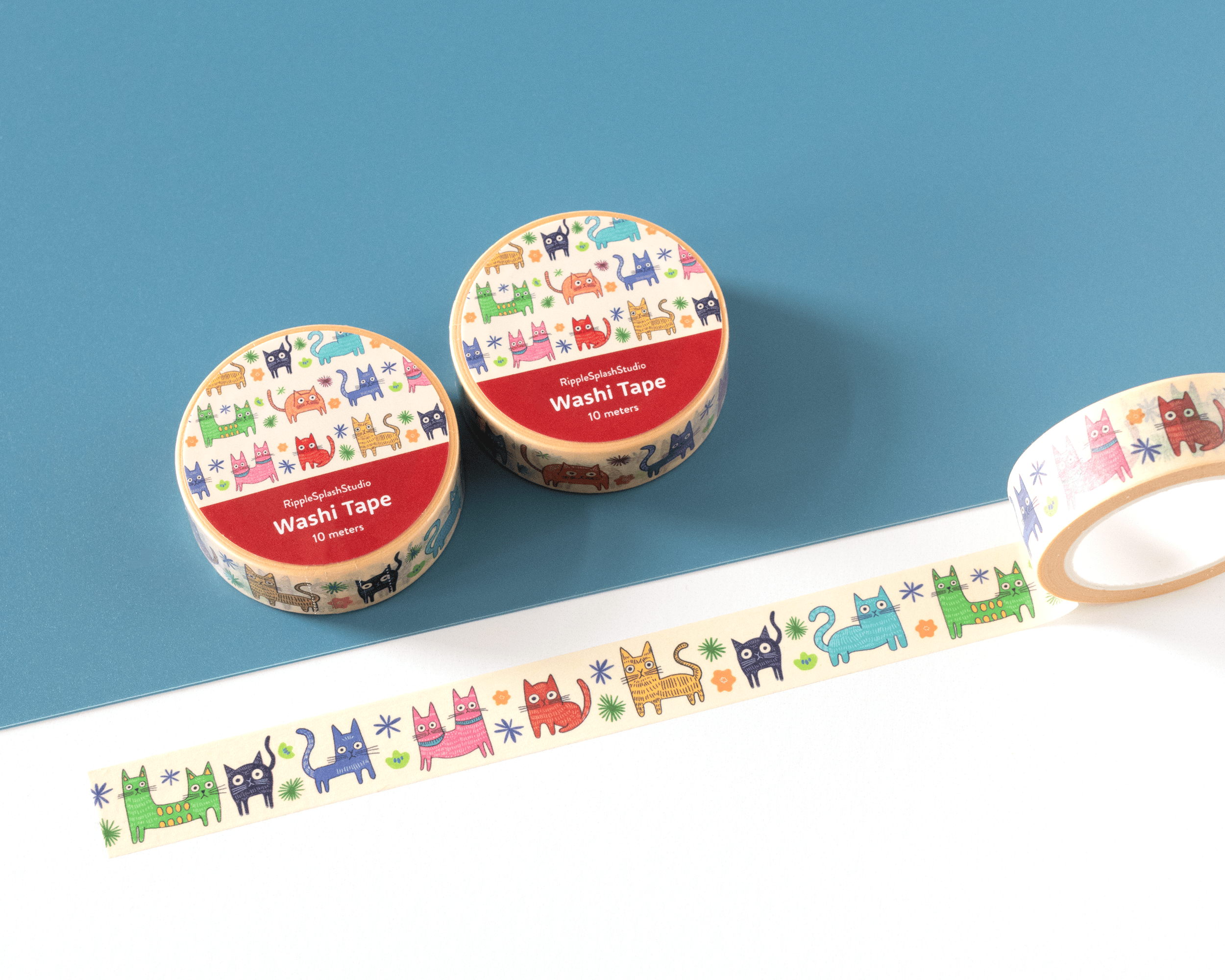 Favorite Story RippleSplash Studio Colorful Cats Washi Tape