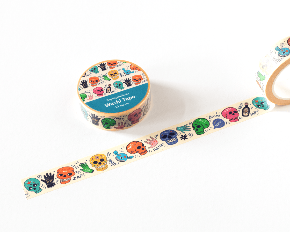 Favorite Story RippleSplash Studio (We Cover US Import Fees) Colorful Skulls Washi Tape