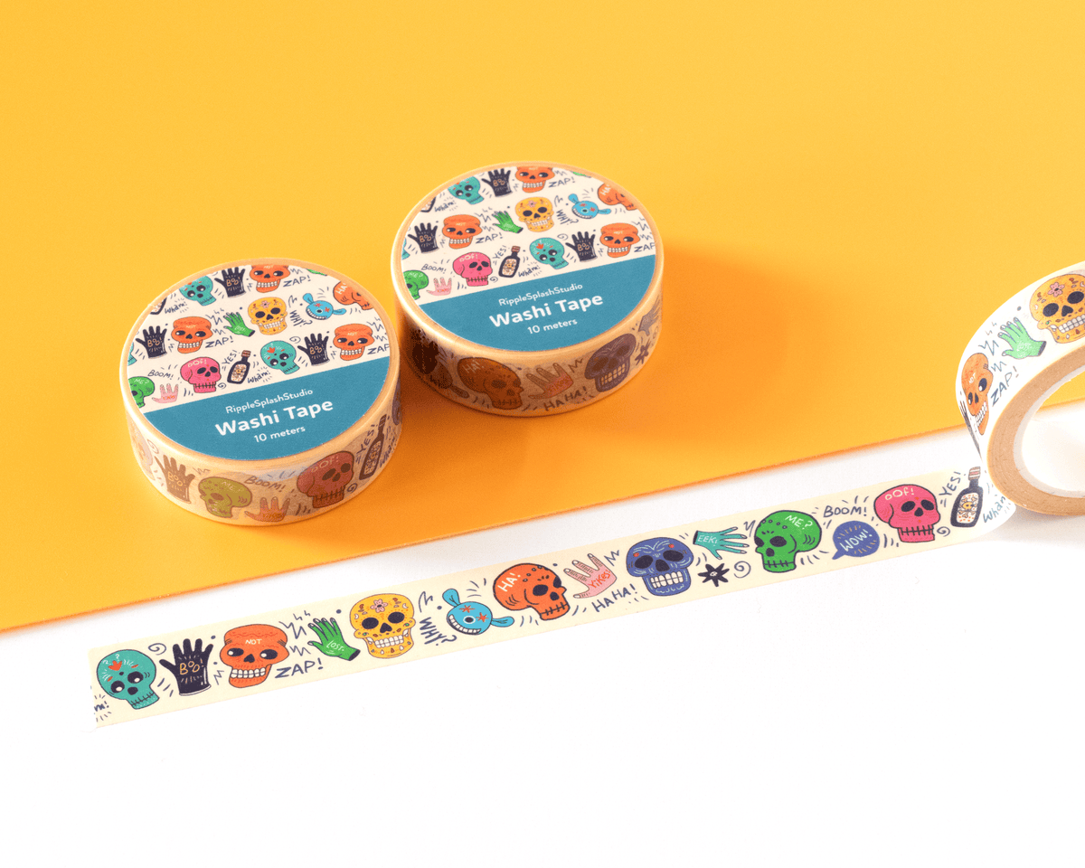 Favorite Story RippleSplash Studio (We Cover US Import Fees) Colorful Skulls Washi Tape