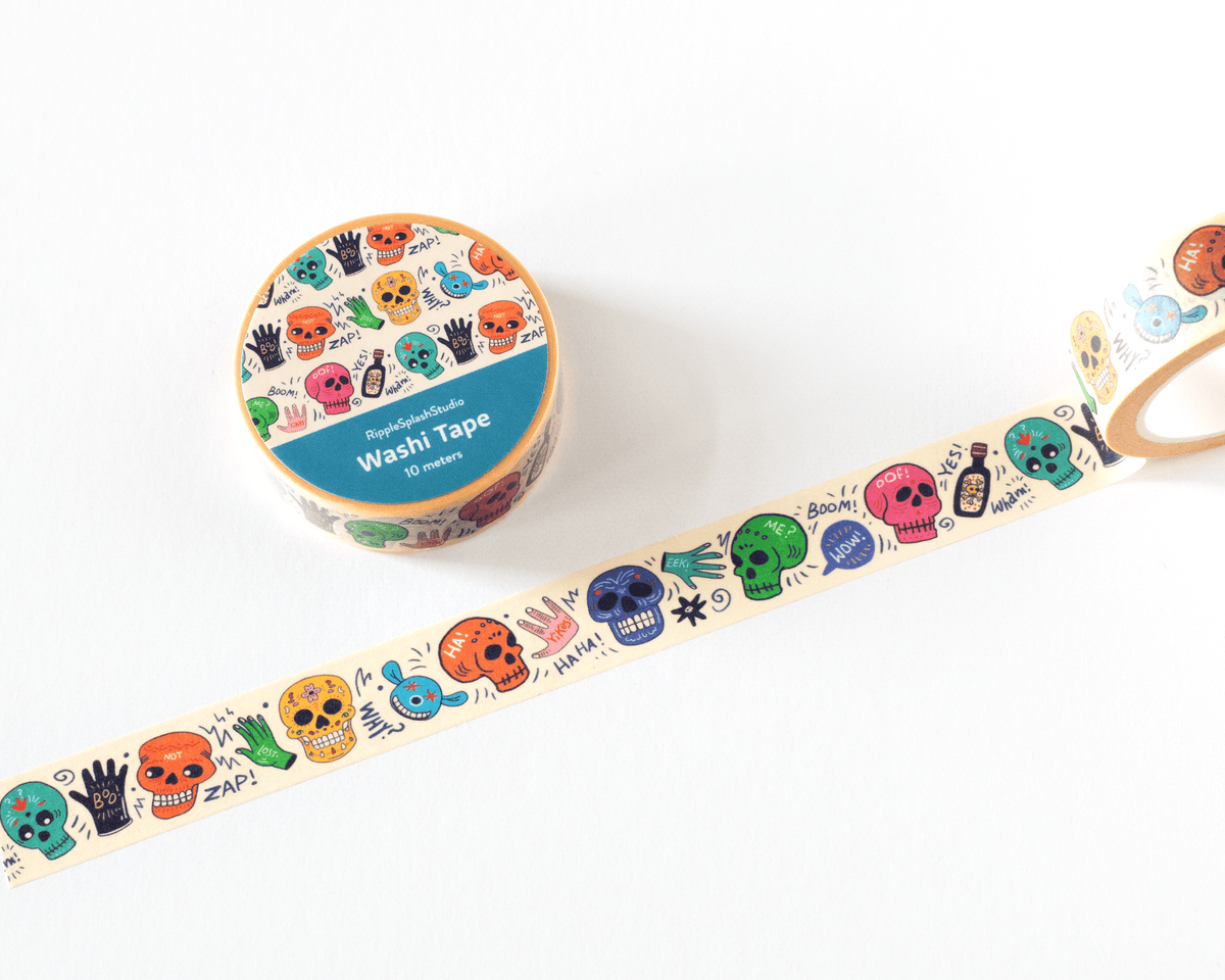 Favorite Story RippleSplash Studio (We Cover US Import Fees) Colorful Skulls Washi Tape