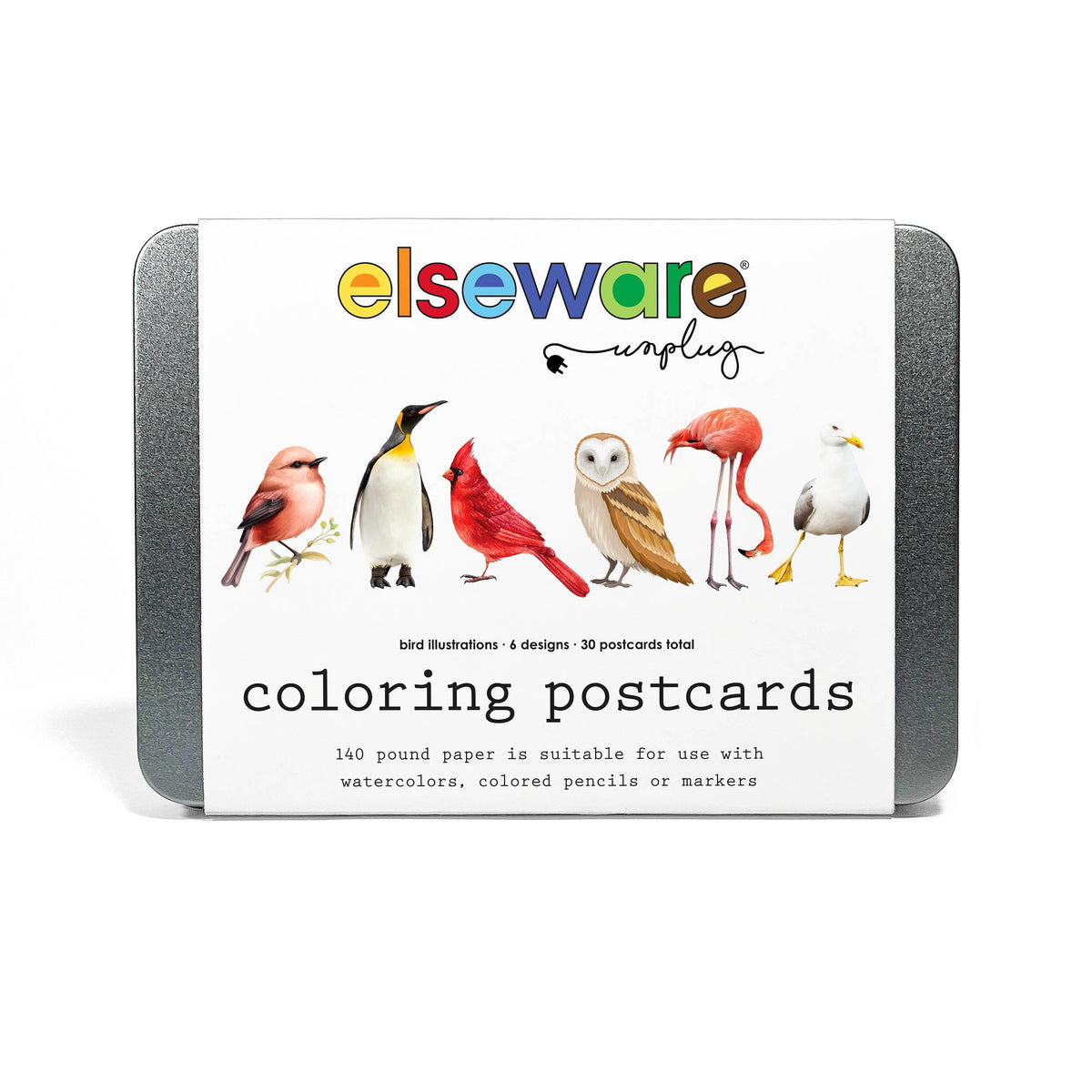 Favorite Story elseware unplug Coloring Postcards w/ 6 Bird Designs (30cards) Stationary