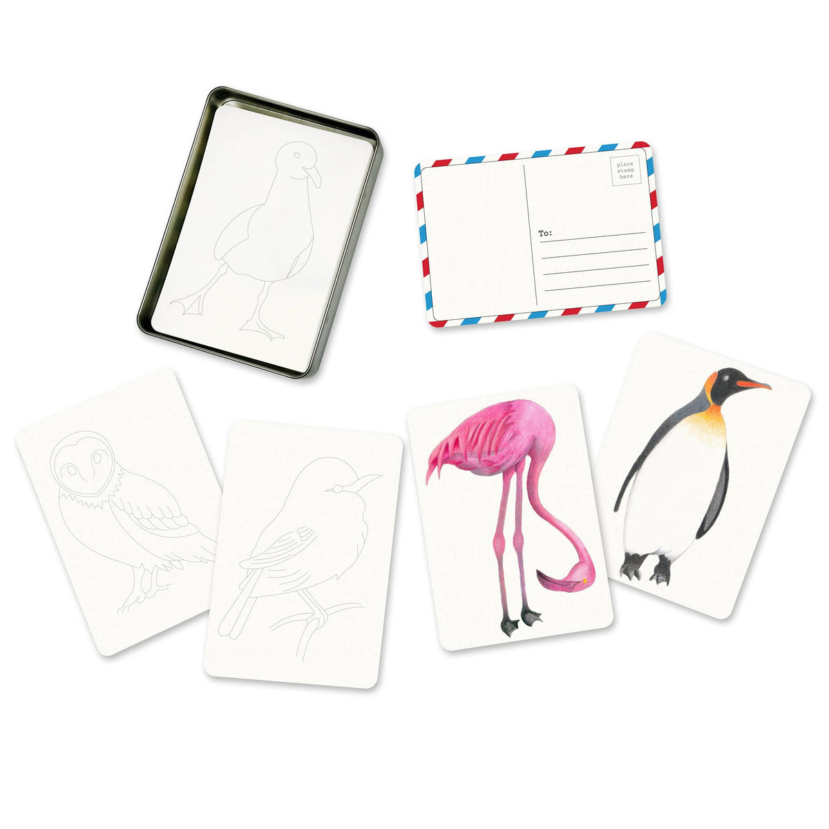 Favorite Story elseware unplug Coloring Postcards w/ 6 Bird Designs (30cards) Stationary