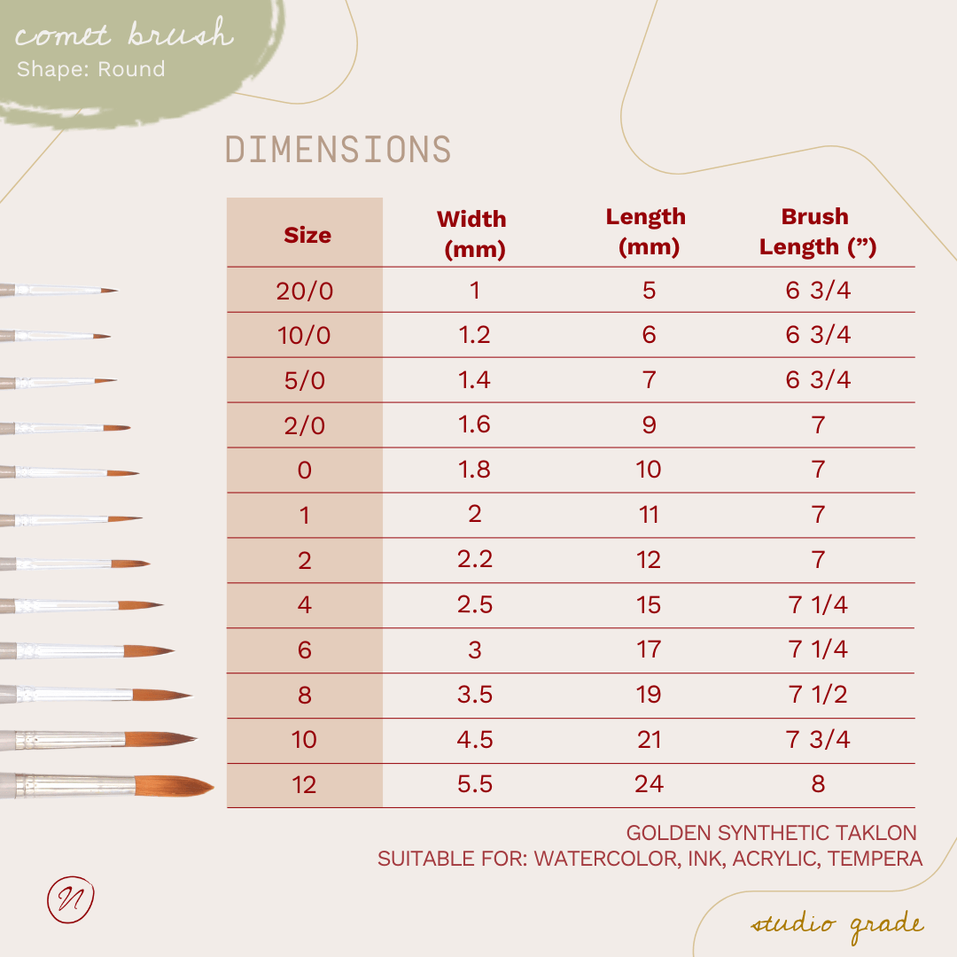 Favorite Story Nobel Arts Comet - Golden Synthetic Short Handle Brush